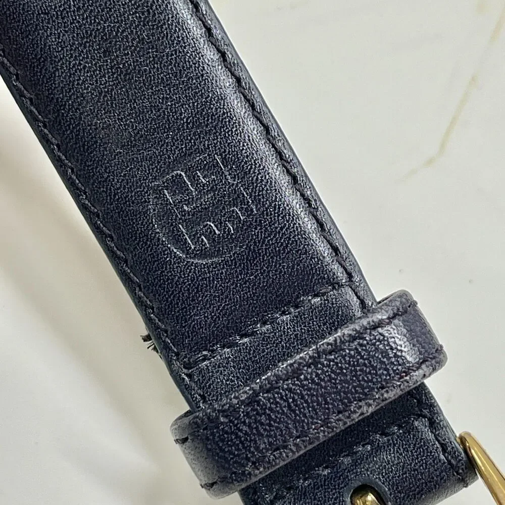 Mens Navy Blue Italian Leather Belt Size 38 40 M L Torreblanca Brass Buckle